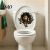 Decorative PVC Decals for Christmas 3D Toilet Sticker, Cute Elf Boy Breaking Through Wall Decal, Art Decor Funny Cracked Seat Cover Sticker