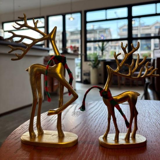 1/2 шт. Рождественская статуэтка оленя с шарфом, минималистичная фигурка силуэта лося, скульптура оленя, украшение для дома, офиса, рабочего стола