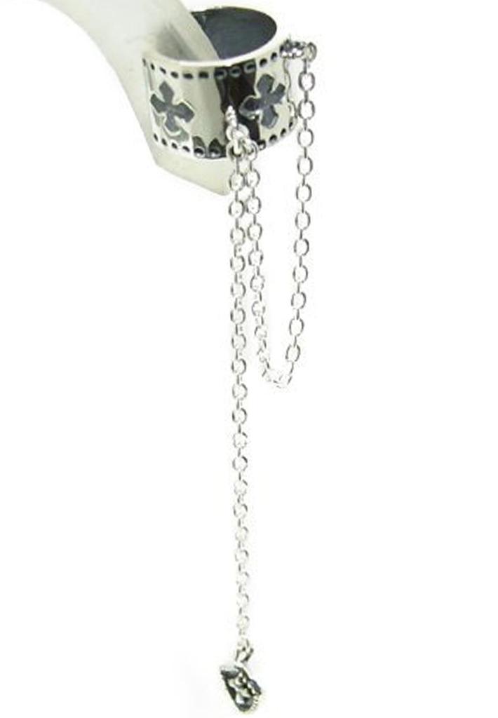 Синдзюку Гиннокура Цепочка Крест Щит Серьги Кафф Крест Встряхивание Серебро 925 (1P) Мужской