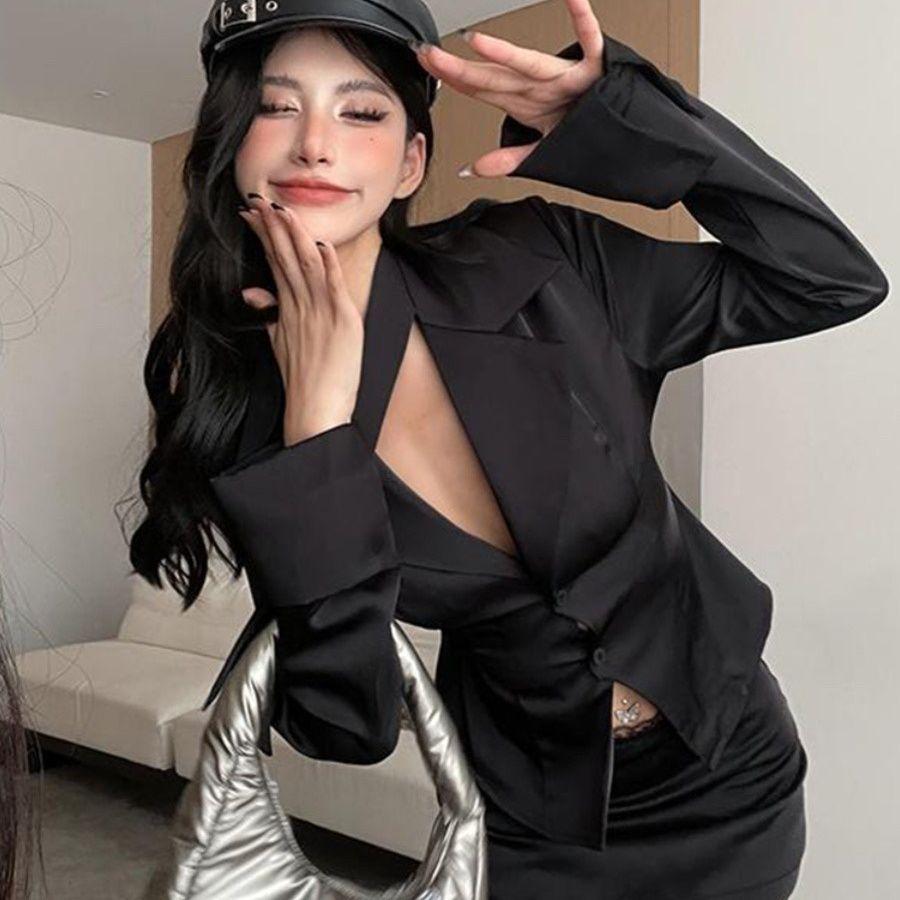 Женская рубашка с воротником из атласной ленты — весна 2024 г. Стиль французский шик