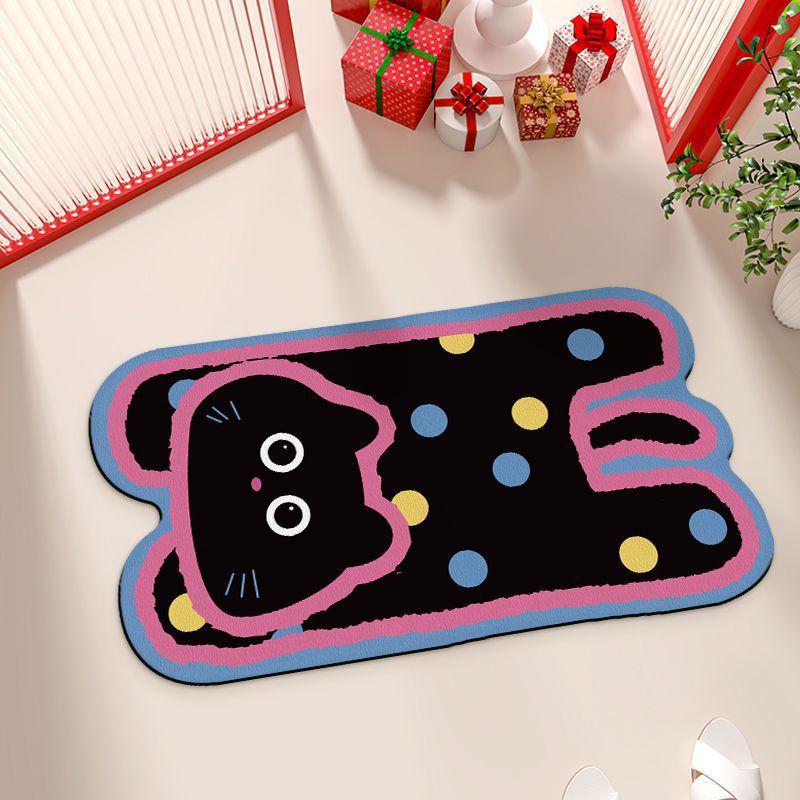 Коврик для ванной комнаты с изображением кота-пони, впитывающий коврик для двери ванной комнаты, быстросохнущий коврик для пола в туалете, противоскользящий коврик для ног, вход в дом