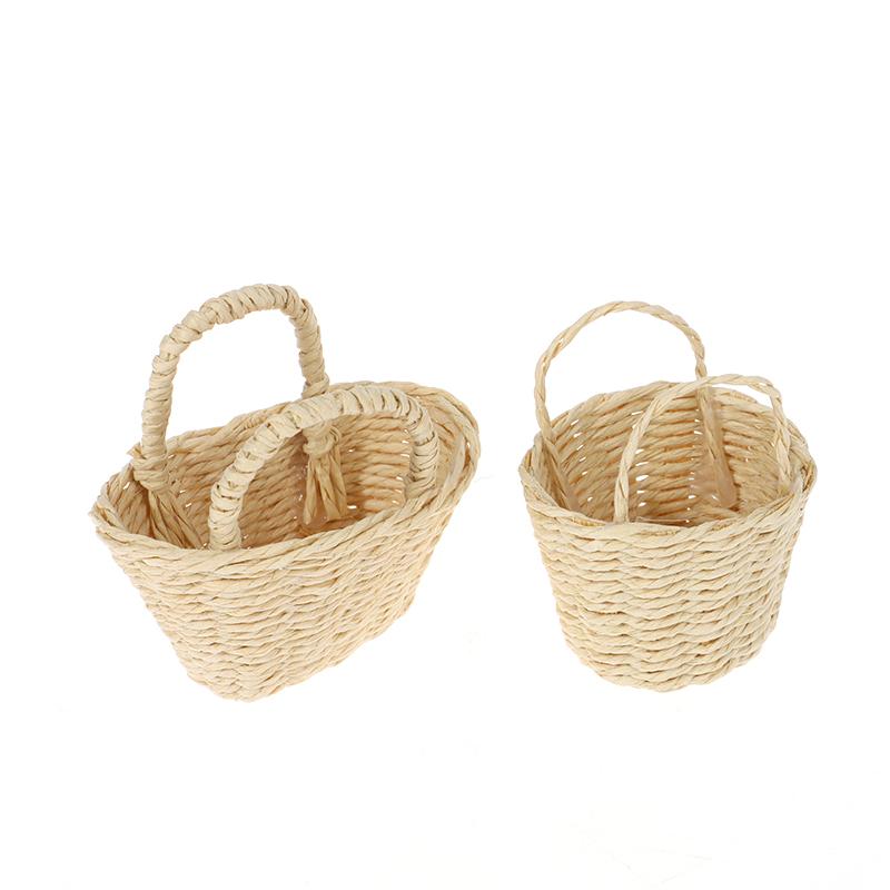 Мини милый кукольный домик из ротанга, плетеная вручную корзина, милые игрушки, куклы, миниатюрное украшение