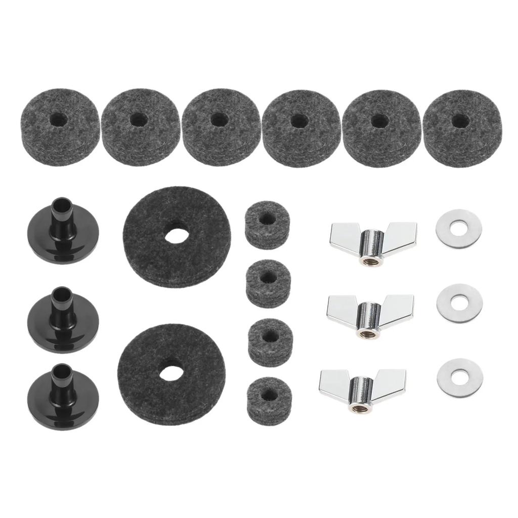 Cymbal Felts Hi-Hat Clutch Felt Hi Hat Cup Felt Cymbal Stand Sleeves with Base Wing Nuts and Cymbal Washer for Drum Set of 21Pcs