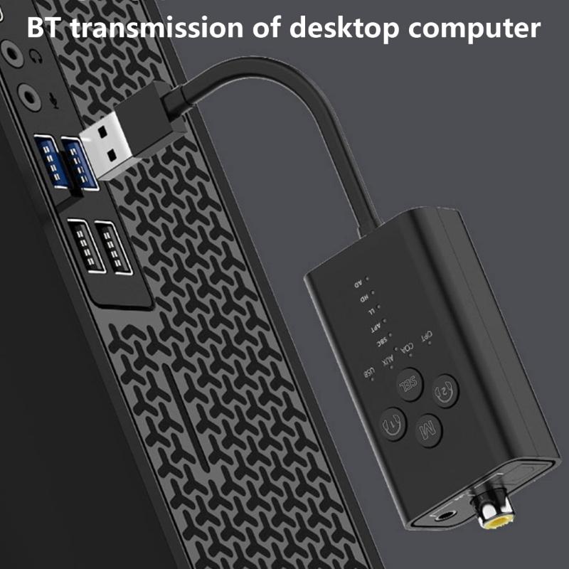 Портативный - совместимый 5.2 передатчик aptX LL - адаптивный USB 3.5 AUX - оптоволоконный коаксиальный музыкальный адаптер