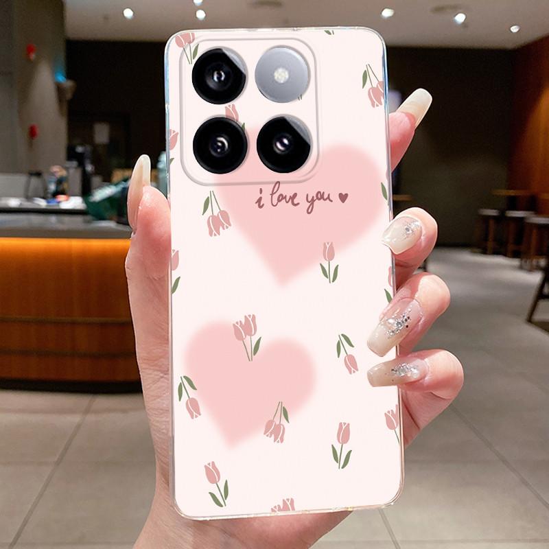 Для Xiaomi 14T / Xiaomi 14T Pro Чехол Прозрачный Роскошный Модный Бабочка Цветок Мягкий ТПУ Силиконовый Чехол-Крышка Прозрачный Чехол для Телефона