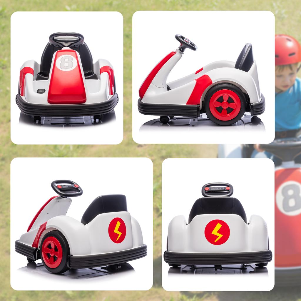 Children's bumper car 6V, 360° rotation, children's electric bumper car with dual motor, music and horn