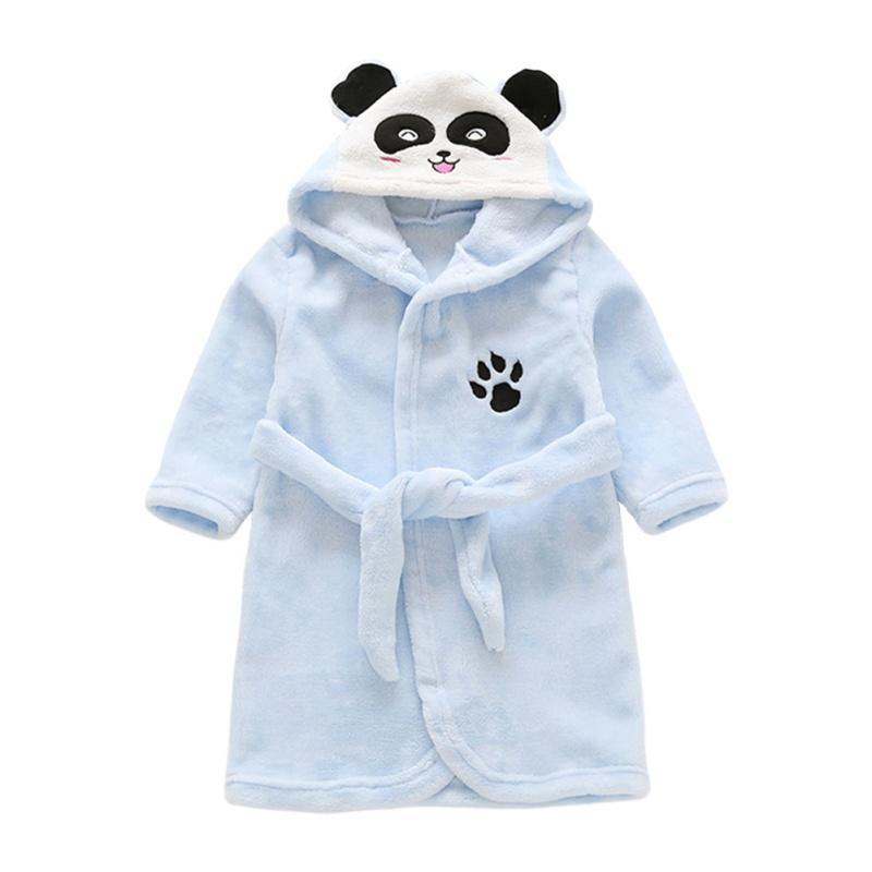 Autumn Winter Kids Sleepwear Baby Robes Flannel Bath Robe For Toddler Boy Girl Panda Hooded Nightgown Cute Childrens Pajamas