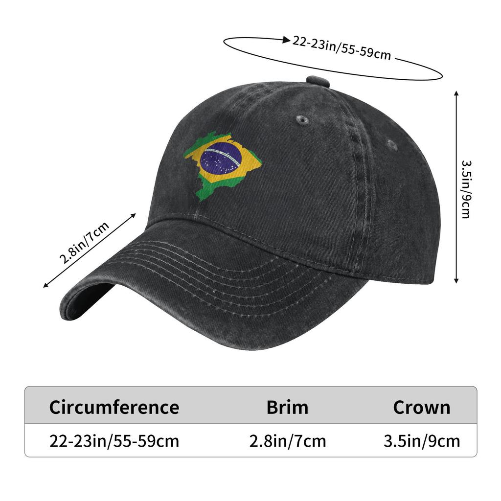Brazil Flag Map Vintage  Men Women Baseball Caps  Distressed Denim Hats Cap Vintage Outdoor Running Golf Soft Snapback Hat