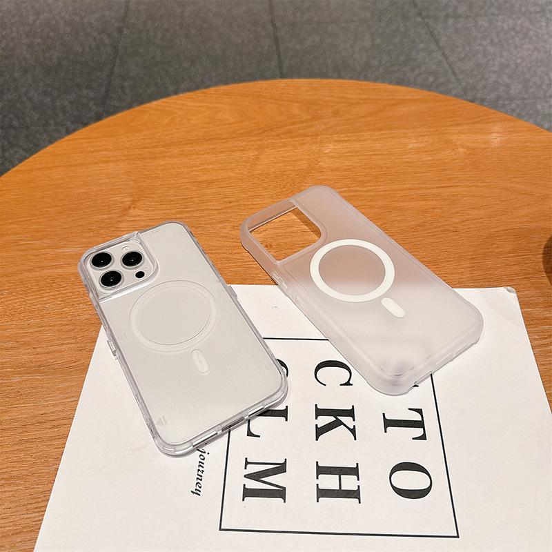 For IP16promax Magnetic Defense Three-in-one Transparent TPU+PC Upper and Lower Cover Anti-fall Advanced Mobile Phone Case