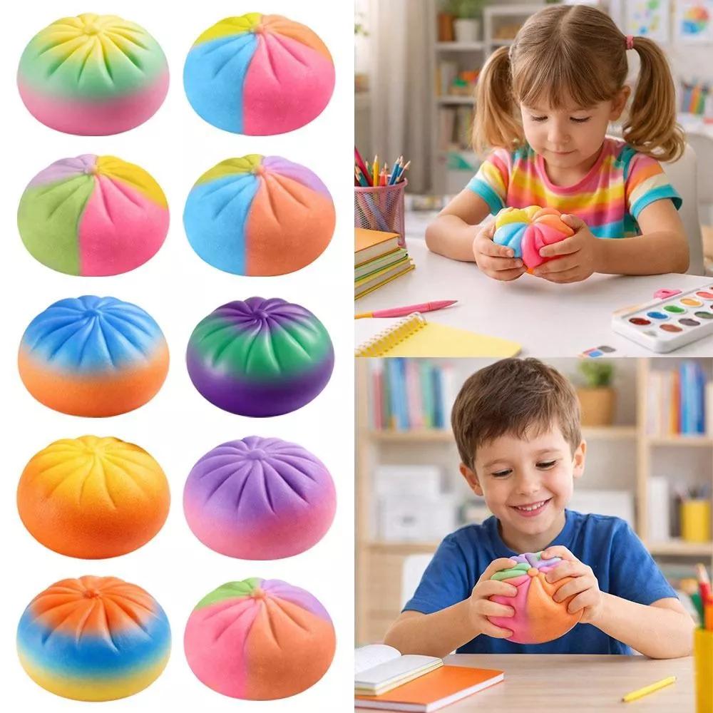 Эстетичная радужная булочка: Реалистичный Food Squishy с пароваркой, Креативный механический фиджет-кликер, Модный подарок для хобби для взрослых