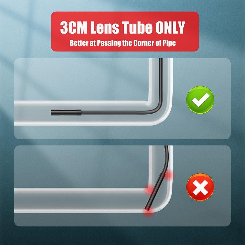 2.4" IPS Screen Endoscope Camera 1080P HD IP68 Waterproof LED Rigid Cable Inspection Camera for Check Car Pipe Sewer