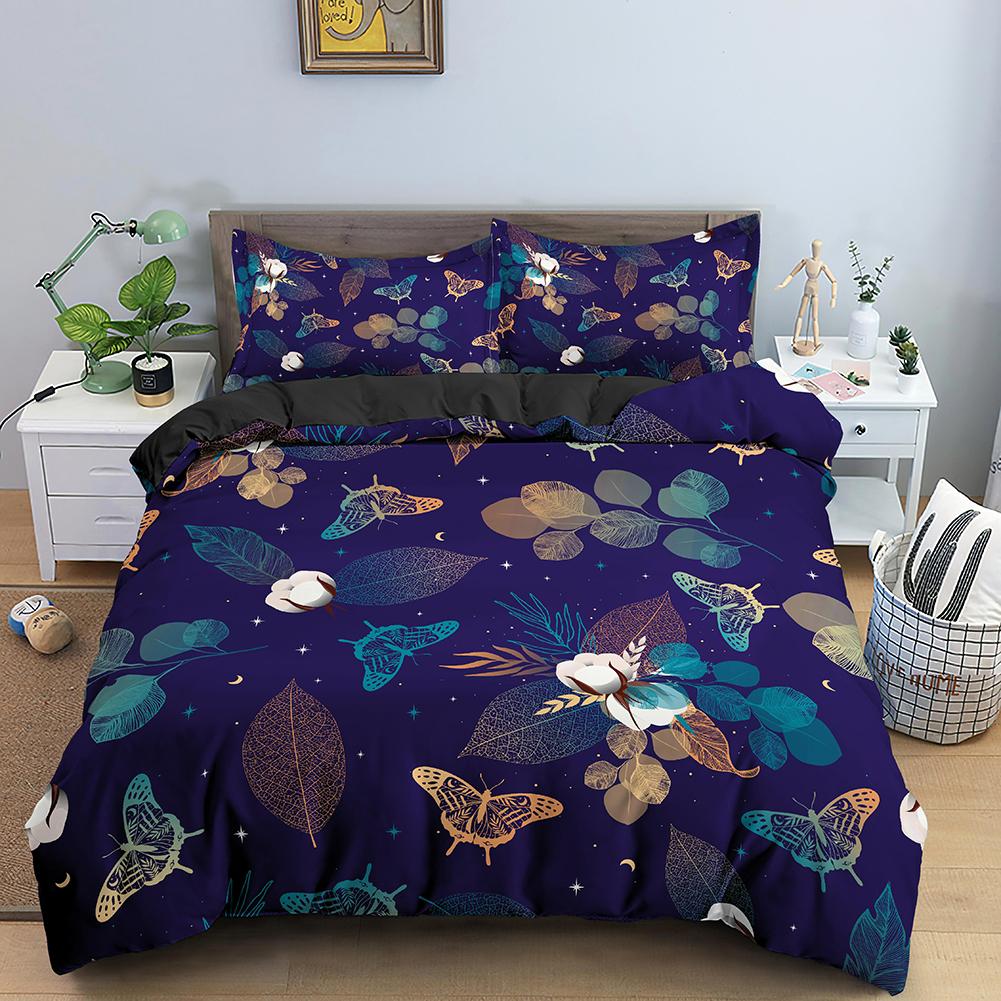 3D Dreamy Night Galaxy Purple Butterfly Printed Purple Flying Duvet Cover Комплект постельного белья для детей, девочек, подростков, взрослых, 3 пододеяльника