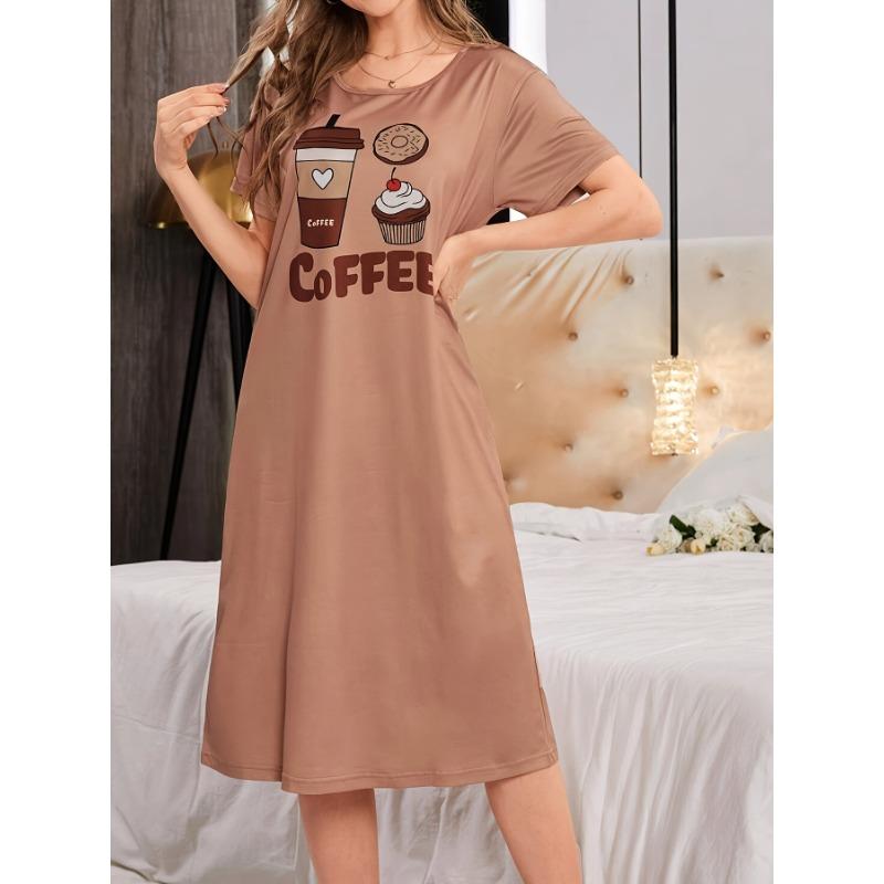 Большой размер, круглый вырез, короткий рукав, синий цвет с цветами абрикоса, домашняя одежда, ночная рубашка, платье, повседневный стиль, женская одежда с принтом