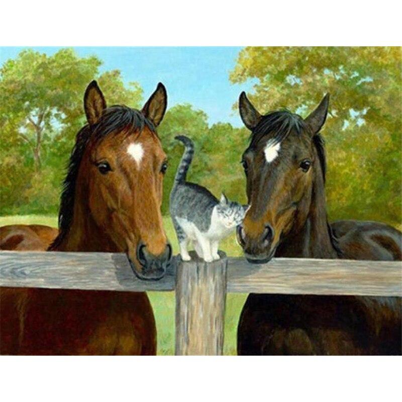 DIY 5D алмазная живопись Животные вышивка крестиком Лошадь Алмазная вышивка полная круглая дрель Стразы Мозаика подарок домашний декор