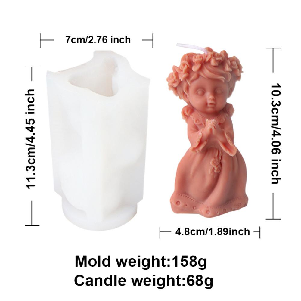 3D Rose Ring Angel Candle Silicone Mold Face Support Prayer Girl Aromatherapy Candle Gypsum DIY Wedding Decoration Gift