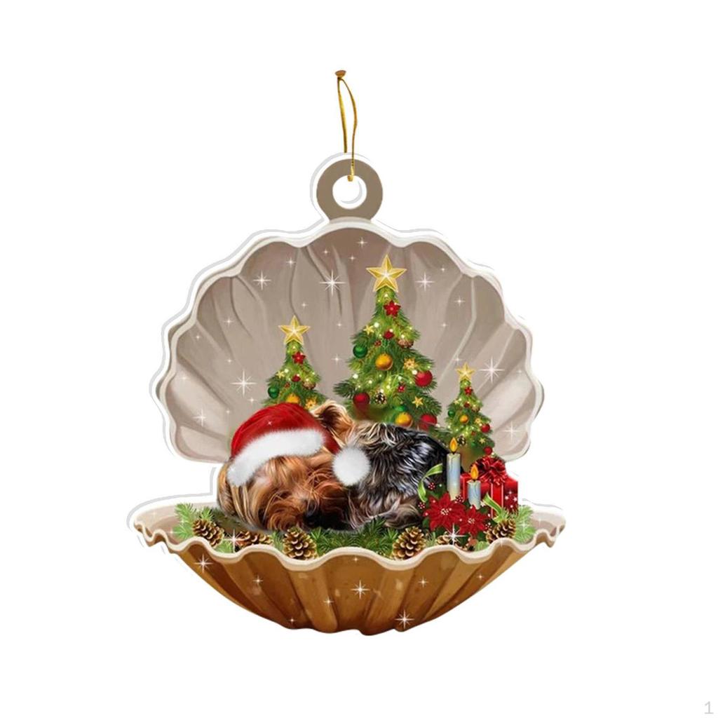 Christmas Tree Hanging Ornament Acrylic Pendant Car Photo Prop Sleeping Puppy Charm for Winter