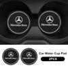YWP4  2PCS Crystal Decoration Silicone Mat Car Water Cup Groove Anti-slip Pads For Mercedes Benz B/C/E/S ClassA Class C200L GLC GLE