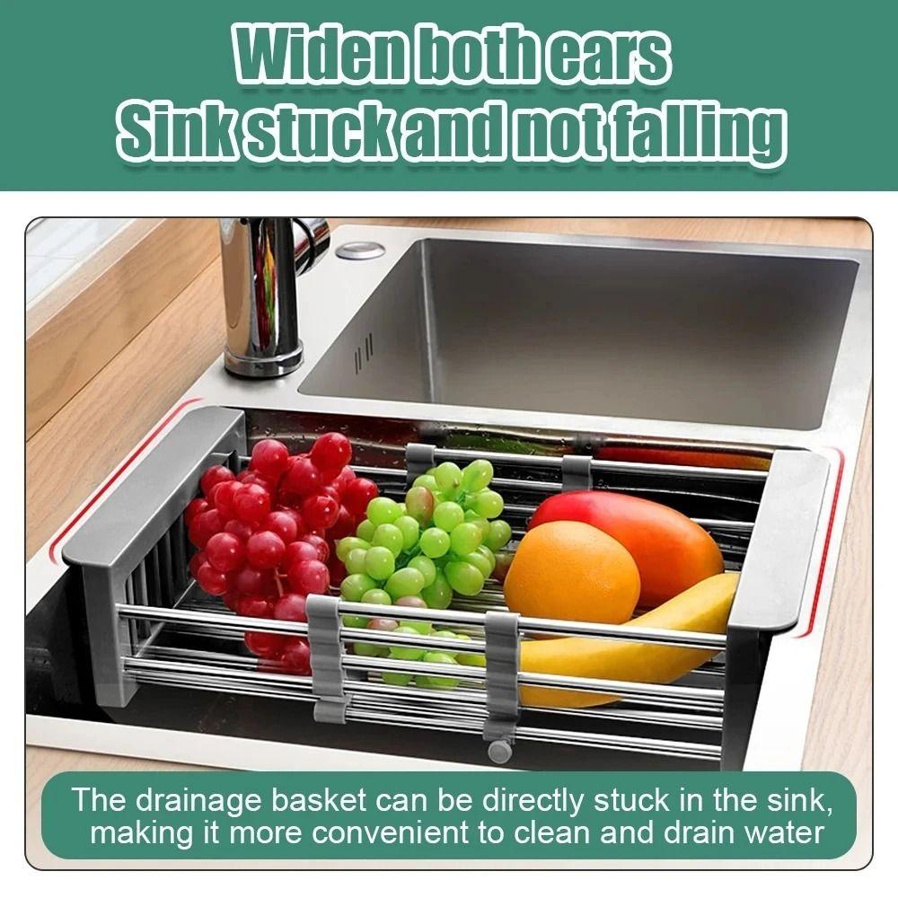 Multipurpose Dish Organizer Stainless Steel Sink Cleaning Basket Dish Drying Rack Fruits