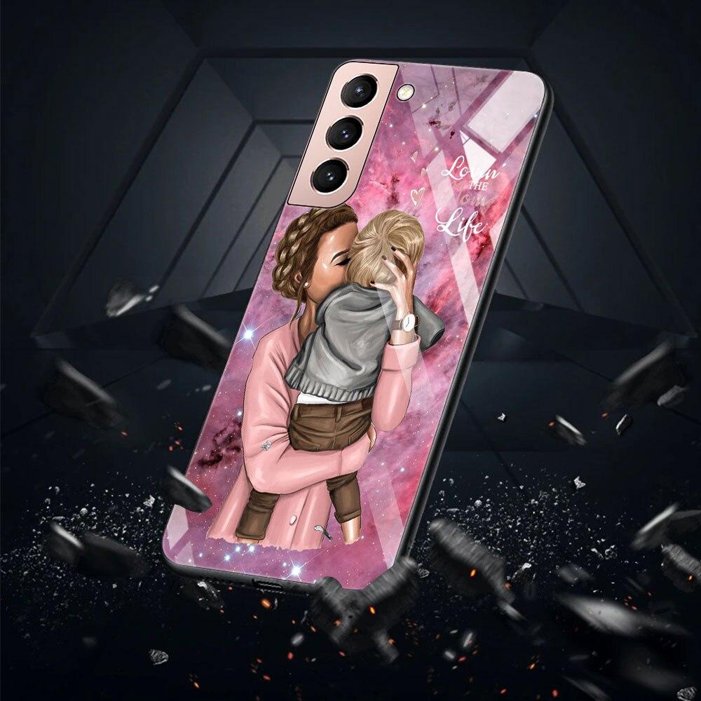 Чехол из закаленного стекла для девочек, супер мам, женщин, для Samsung Galaxy S21 S20 FE Note 20 Ultra 10 Lite 9 S10 S9 Plus S10e