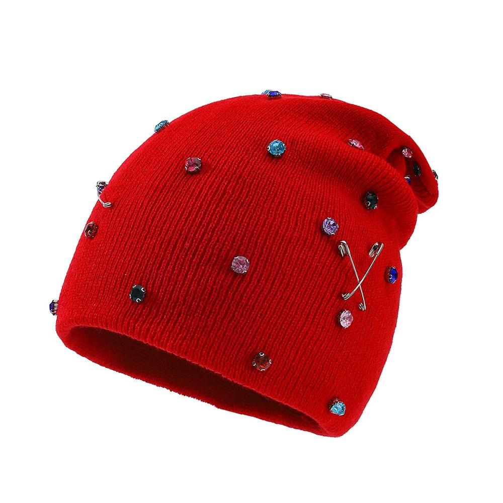 Windproof Beanie Hat Warm Skullies Hat Casual Knitted Pullover Cap for Women