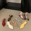 Fashion Bailamos 2025 Summer New Brand Women Sandal Shoes Fashion Narrow Band Ladies Gladiator Shoes Low Wedge Heel Dress Slides Shoes