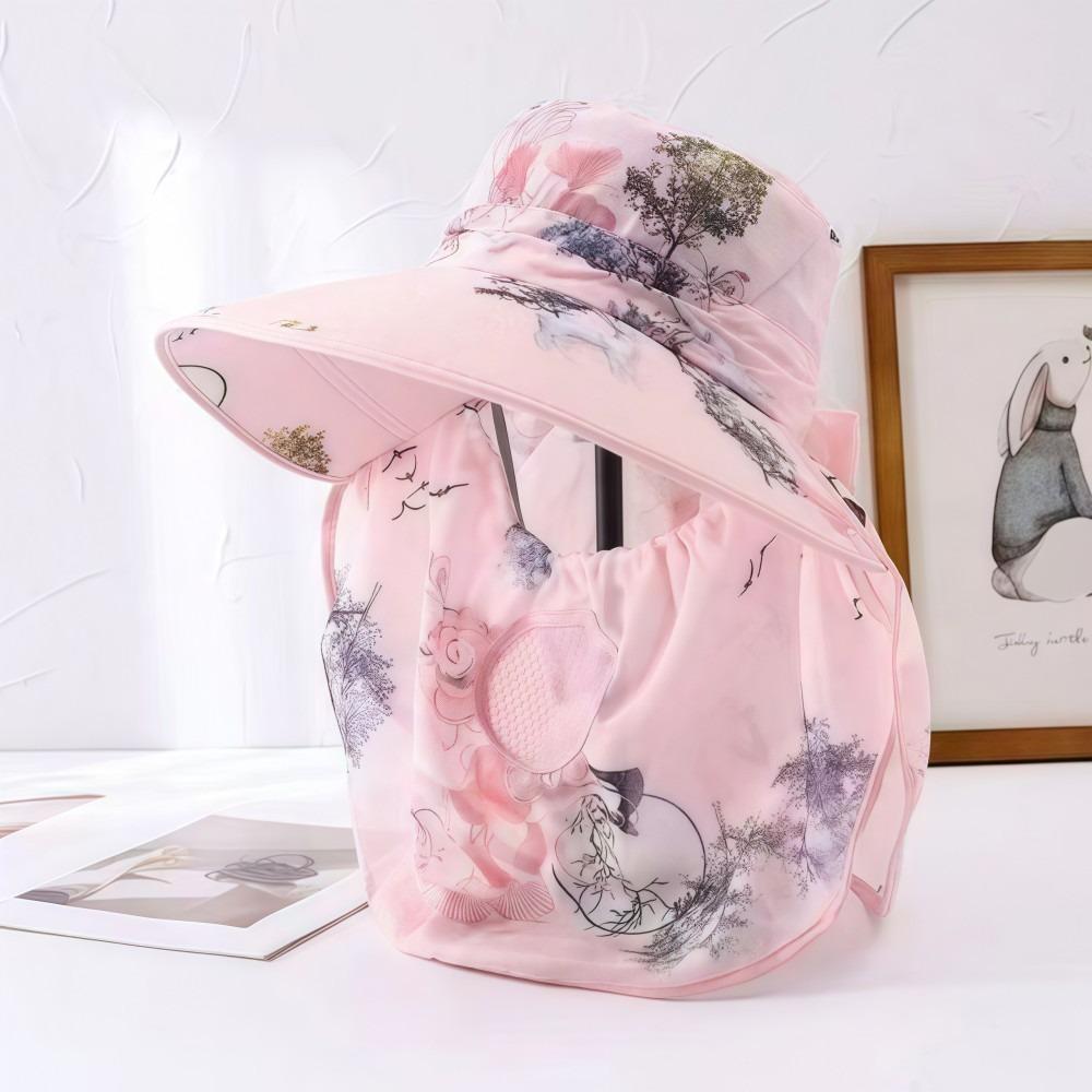 Wide Brim Tea Picking Work Hat UV Protection Fisherman's Hat Face Mask Sun Hat Summer Outdoor