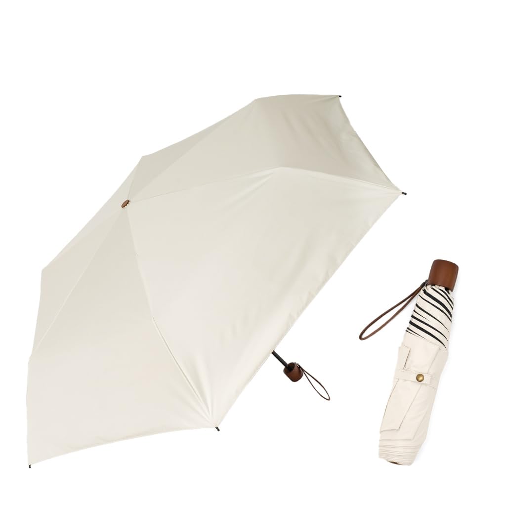 VITAFELICE Folding Umbrella for Sun and Rain Tote Women's (60cm Ribs, Bag) Pru-30179z (Off-White)