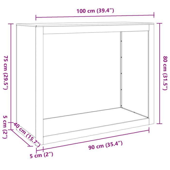 VidaXL Portant de bois de chauffage 100x40x80 cm acier résistant aux intempéries, magasin de bûches, porte-bûches de 850981