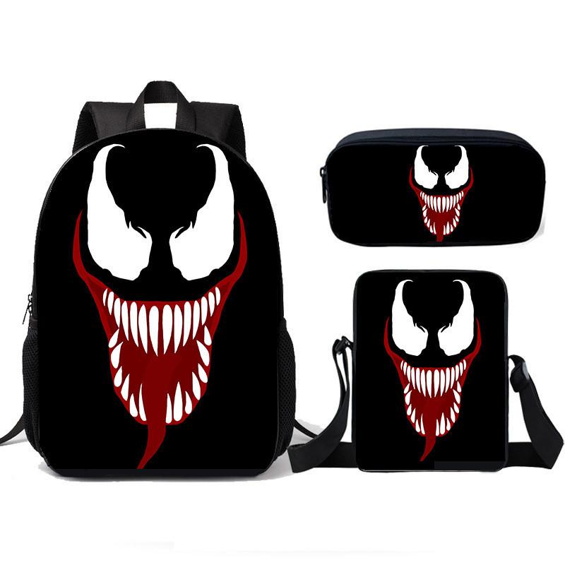 Школьный рюкзак, сумка для ланча, пенал Venom для детей, набор из трех предметов для детей