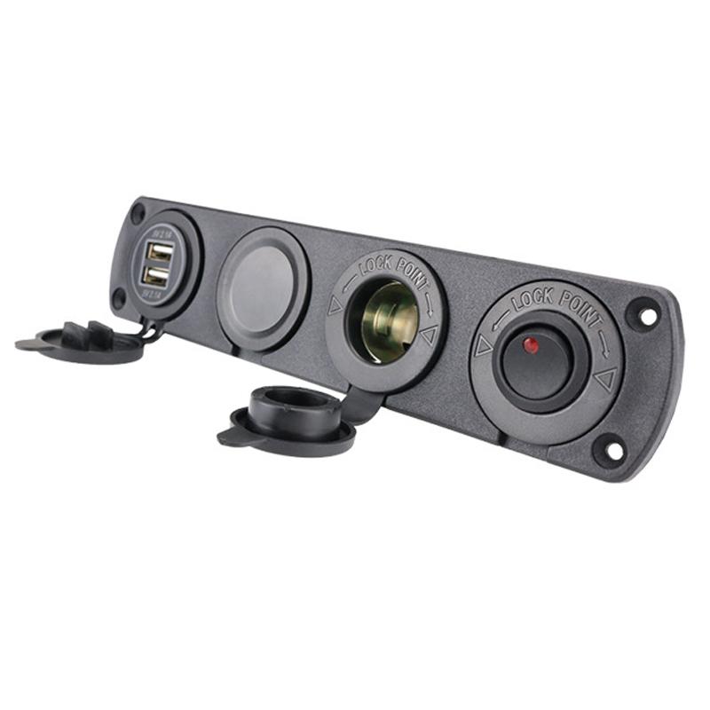 Панель переключателей с 4 отверстиями, двойной USB-светодиодный порт, 12 В, розетка, цифровой термометр, вольтметр для лодки, автомобиля, грузовика