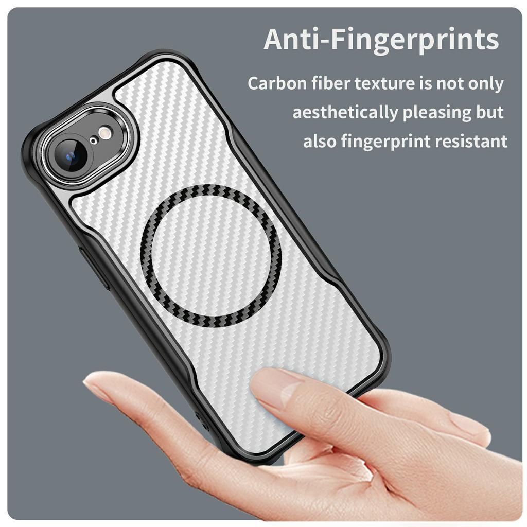For iPhone 16e Case Compatible with MagSafe Hybrid Phone Cover Carbon Fiber