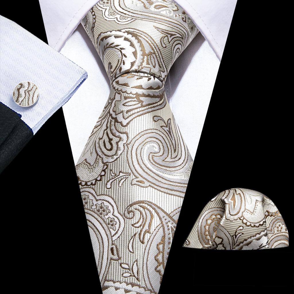 Мужские галстуки с цветочным принтом Barry.Wang, тканые свадебные галстуки с узором пейсли, носовой платок, запонки, формальный повседневный набор