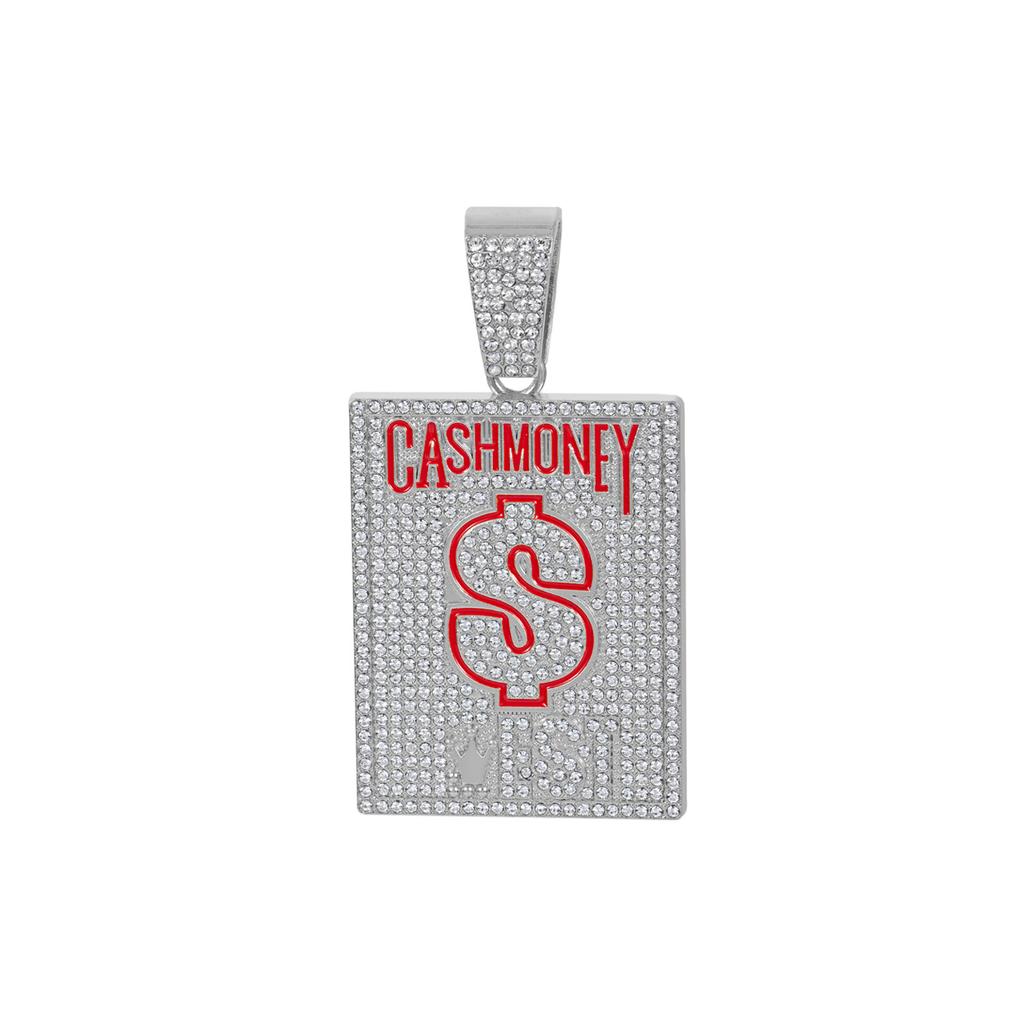American CASH MONEY Dollar Sign Square Plate Dripping Oil Letter Necklace Pendant Cuban Chain