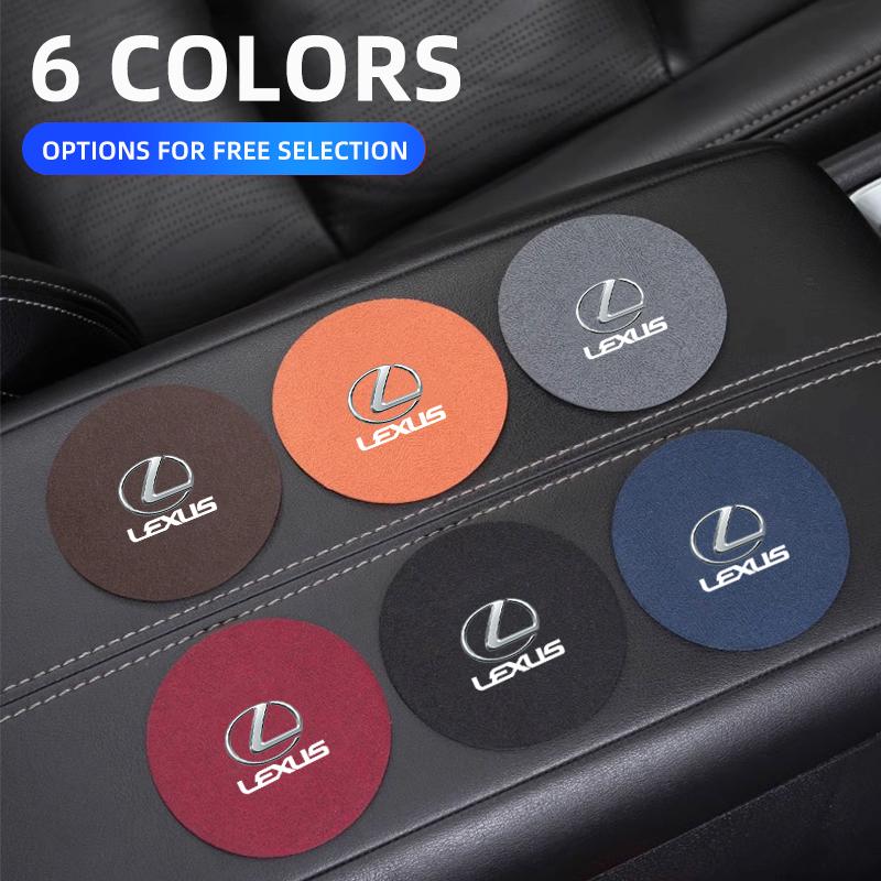 Interior Stickers 2Pcs Car Anti-slip Water Cup Heat Insulation Mat Suede Decor Coaster For Lexus ES300 RX330 RX300 GS300 IS250 I