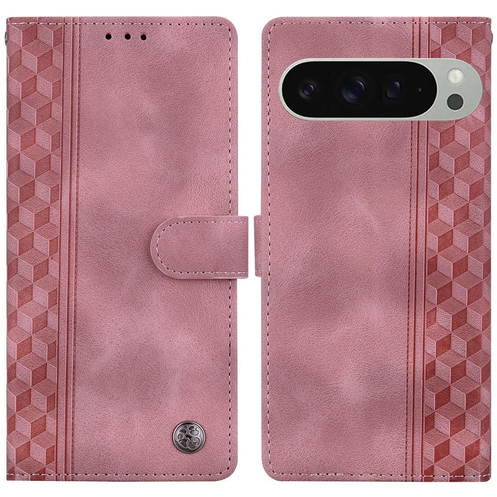 For Google Pixel 9 Pro XL Leather Case Imprinted Checkered Pattern Wallet Stand Flip Phone Cover
