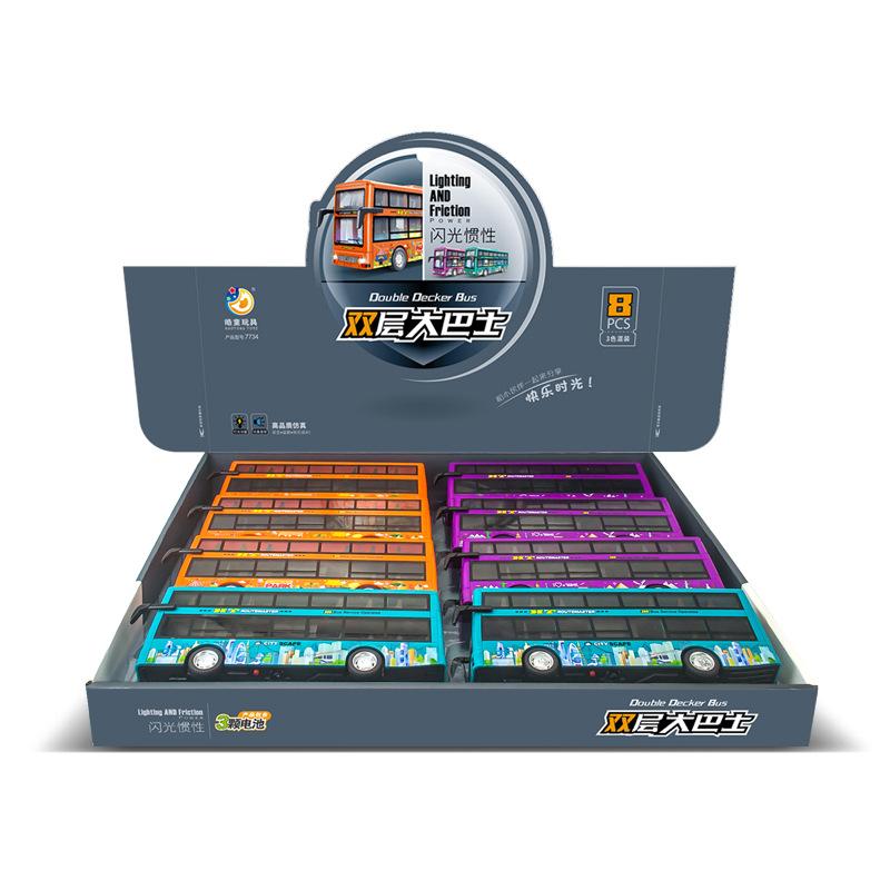 Сплав односекционный автобус имитация звука и света экскурсионный двухэтажный автобус игрушка подарки