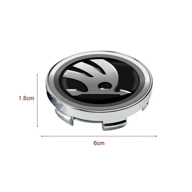 DDWO5 60mm Car Wheel Center Hub Cap Rim Cover Emblem Stickers For Skoda Octavia Rapid Kodiaq Karoq Superb Fabia Kamiq VisionS