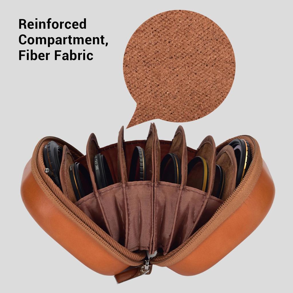 8 Layer Lens Filter Bag for PU Leather Camera Filter Vintage Filter Carrying Case for Photography ≤95mm Filter, Pouch,