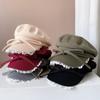 Ins Niche Bow Lace Strap Flat Top Berets Cap Spring and Summer Travel Sweet Universal Sun Protection Retro Newsboy Hats Women
