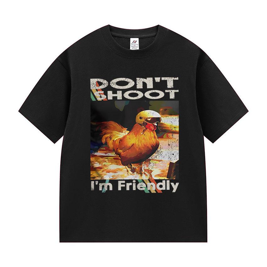 Gamer ARC Raiders Don't Shoot I M Friendly Chicken Funny Graphic T-Shirt Unisex Women Vintage Fashion Oversized 100% Cotton T Shirt