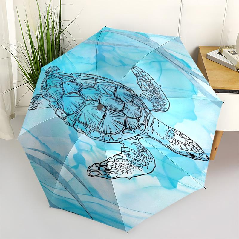 1pc Ocean Turtle Automatic Open/close Folding Umbrella, Compact Portable Travel Umbrella, Cute Umbrella, Durable Construction yy260328019