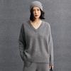 Women's V-neck Cashmere Sweater - 2026 Autumn/Winter, Gentle Style, Loose, Slimming, Thick Base Layer Pullover.