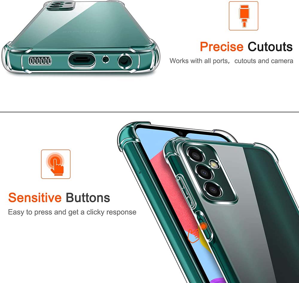 Противоударный прозрачный чехол для Samsung S23 S22 Ultra S21 S20 Fe A14 A24 A34 A54 A13 A23 A33 A53 A12 A22 A32 A52 Толстый противоударный мягкий силиконовый чехол для телефона