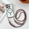 Чехол-бампер с ремешком через плечо, прозрачный, с покрытием, для iPhone 16Plus 15 14 13Pro Max, для Magsafe, магнитный шнурок-цепочка, ремешок, чехол