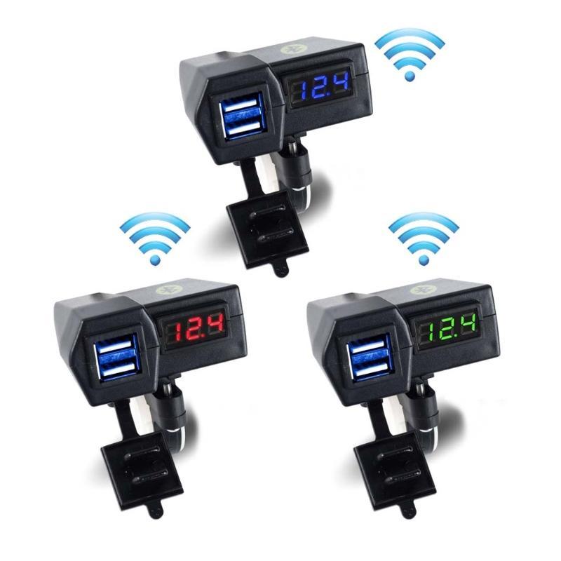 Водонепроницаемый светодиодный вольтметр зарядного устройства USB с двойным портом для мотоцикла 12 В с GPS-позиционированием