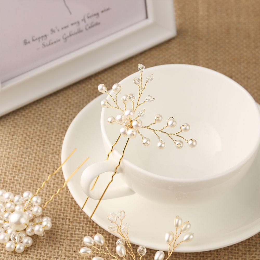 Красивые золотые украшения для выпускного вечера, аксессуары, жемчужная шпилька для волос, свадебные зажимы, шпильки, тиара для подружки невесты