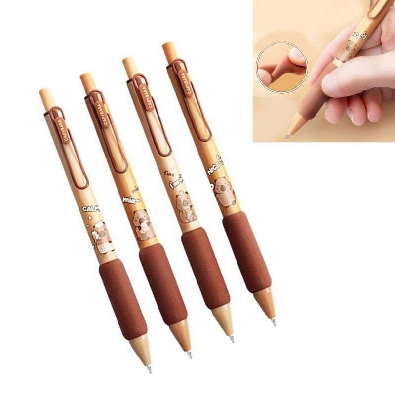 4Pieces Cartoon Gel Inks Pen 0.5MM Retractable Gel Pen Quick Drying Refillable Journaling Pen for Writing Note Taking