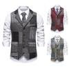 Осенний мужской ретро жилет с лацканами и вставками, европейский размер, мужской повседневный жилет