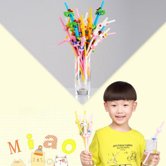 Пластиковая трубочка для питья Yousheng с мультяшными животными, кошкой, уткой, многоразовая соломинка для напитков с кистью