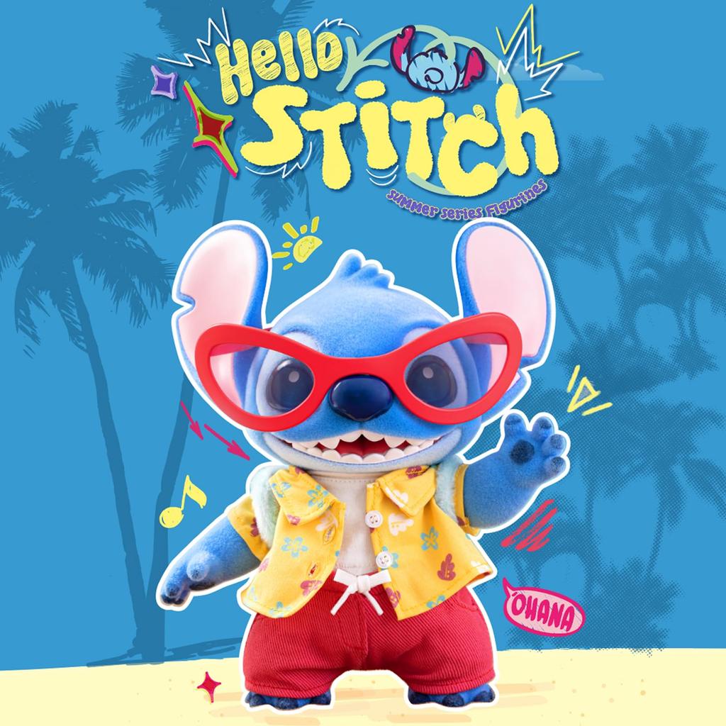 TOP TOY Disney Summer Day Series Plush Toy Figure Plastic Model Premium Soft Vinyl Toy Stitch Character Birthday Christmas Gift "Hello, Stitch" [1